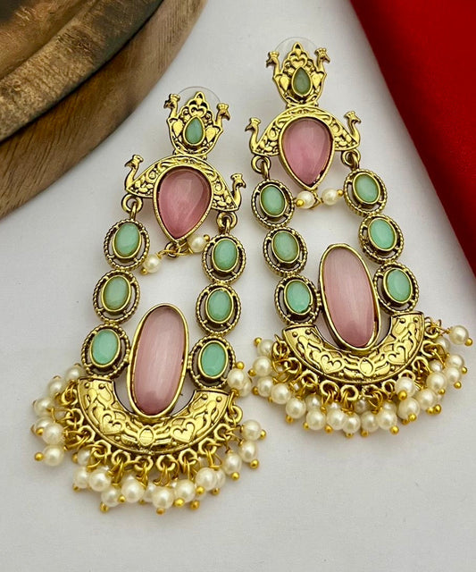 Pink/mint green earrings