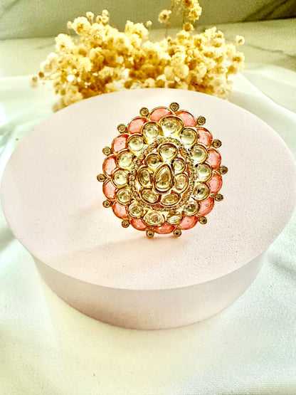 Pink Kundan ring