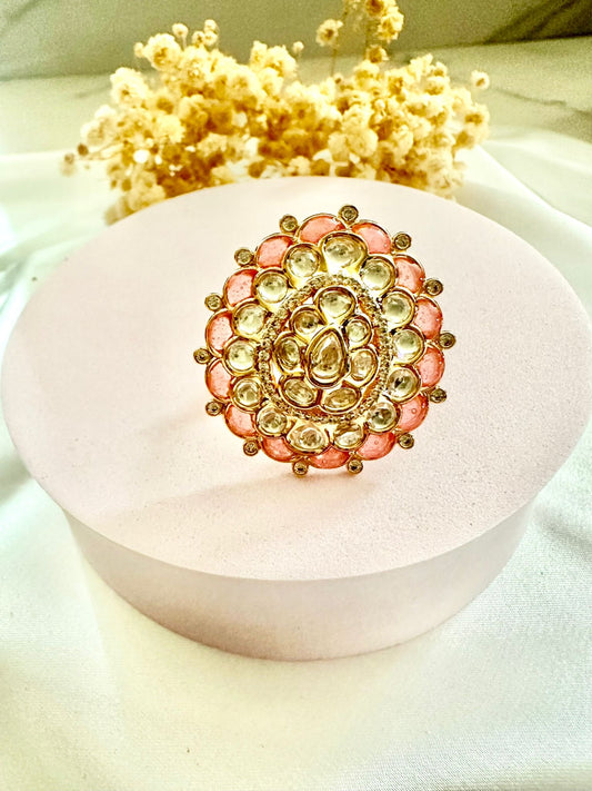 Pink Kundan ring