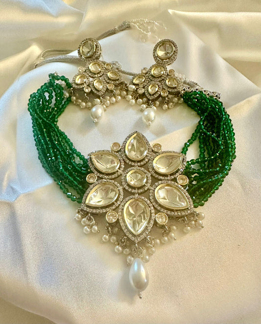 Green Polki choker set