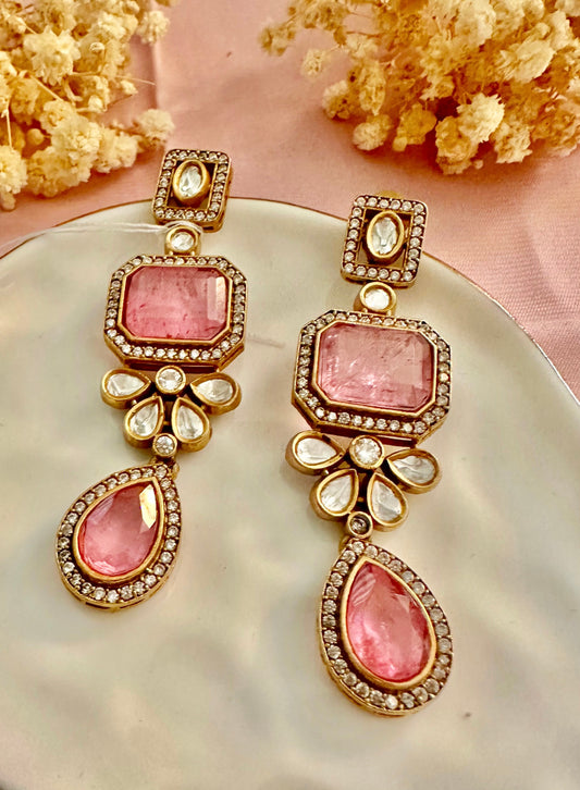 Pink ad earrings