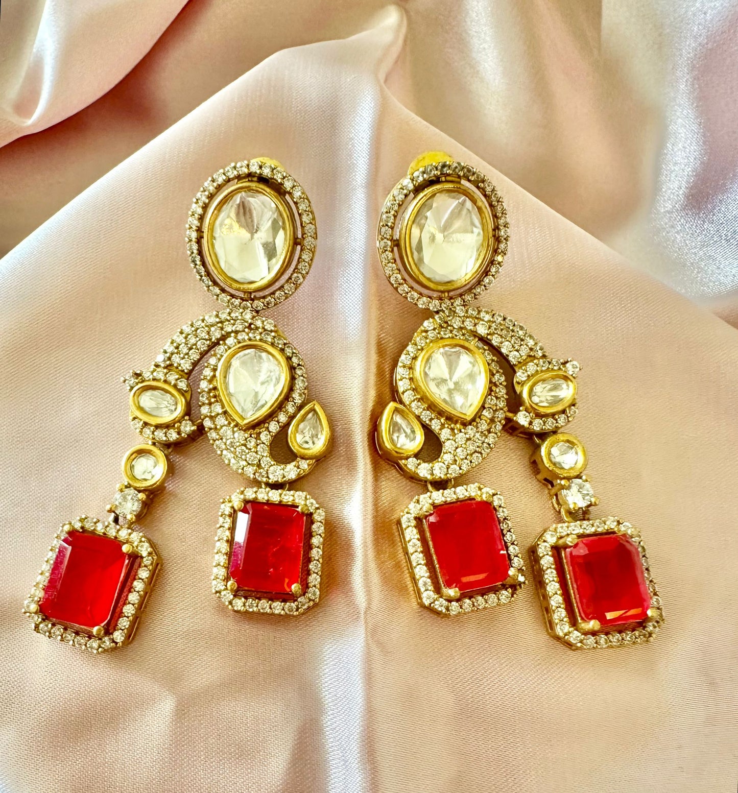 Red Polki earrings