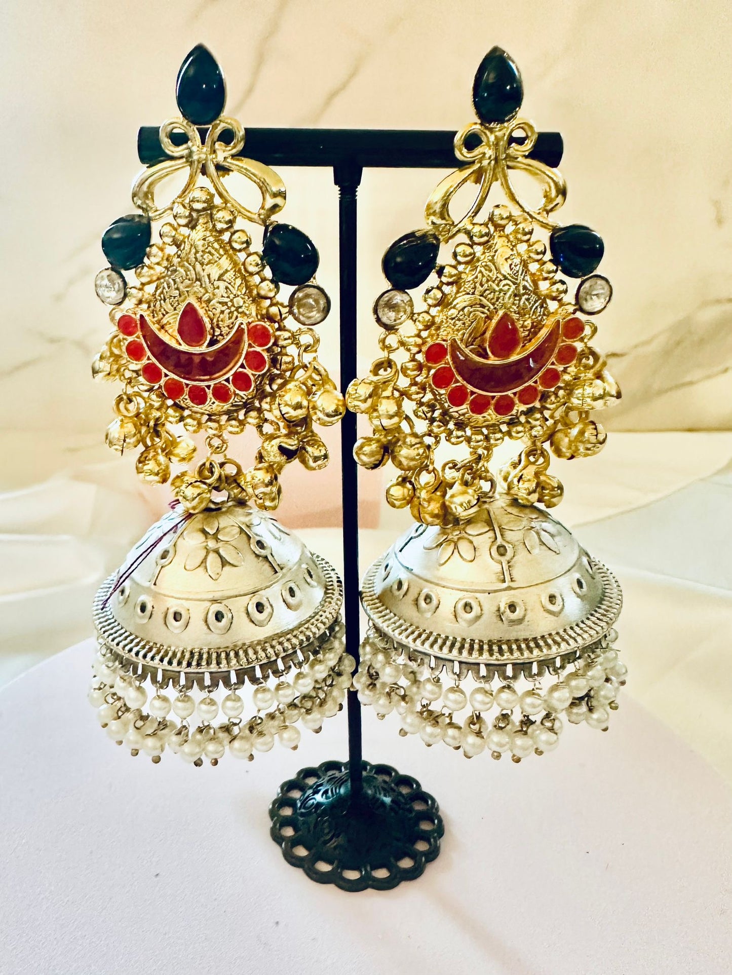 Silver & gold jhumkaas