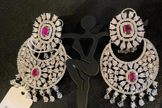 Ruby & crystal earrings