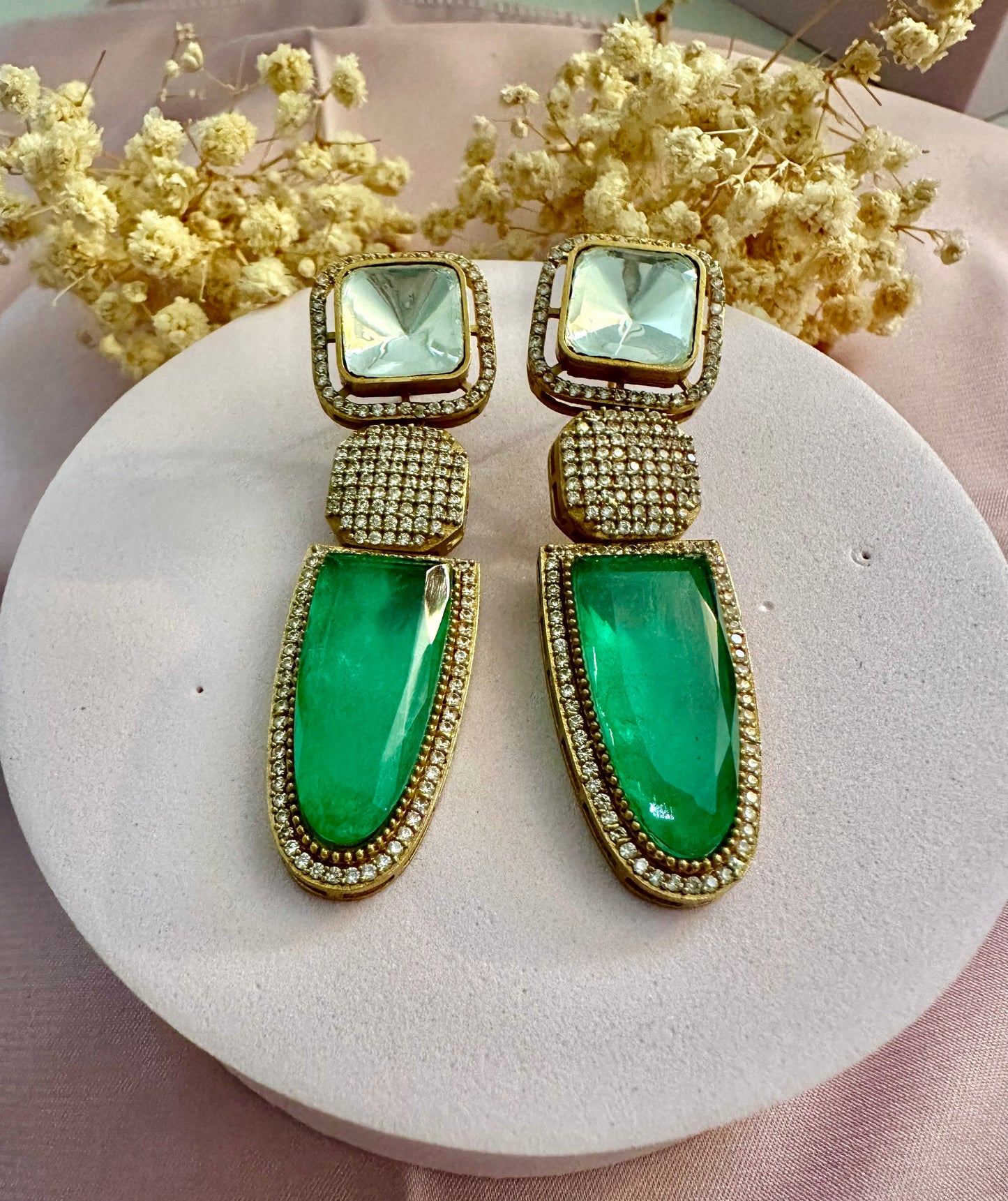 Green ad earrings