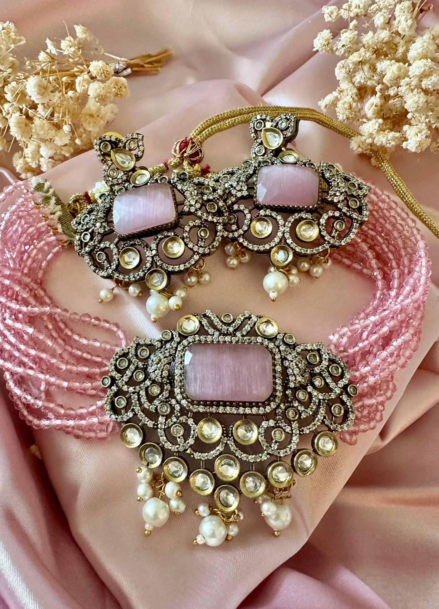 Pink Victorian ad choker set