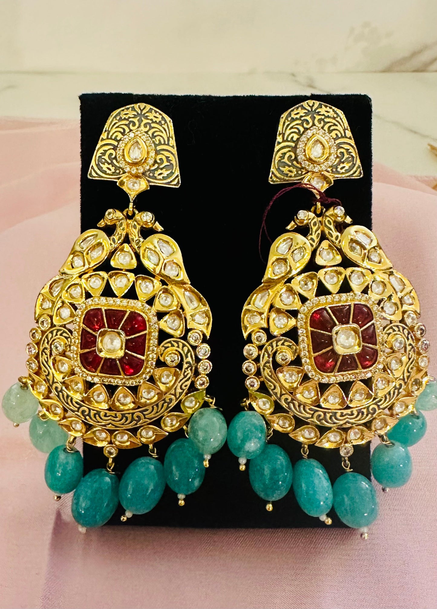 Turquoise  kundan earrings