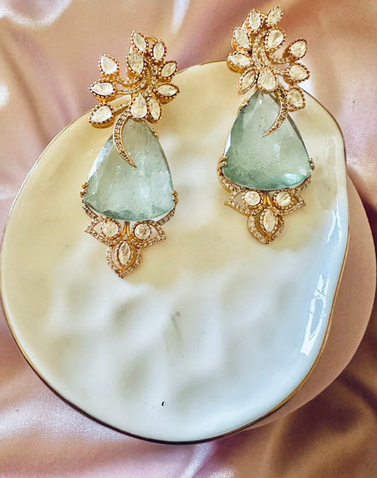 Aqua blue ad earrings