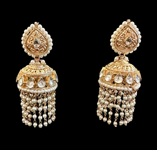 Kundan jhumkaas with pearl tassels