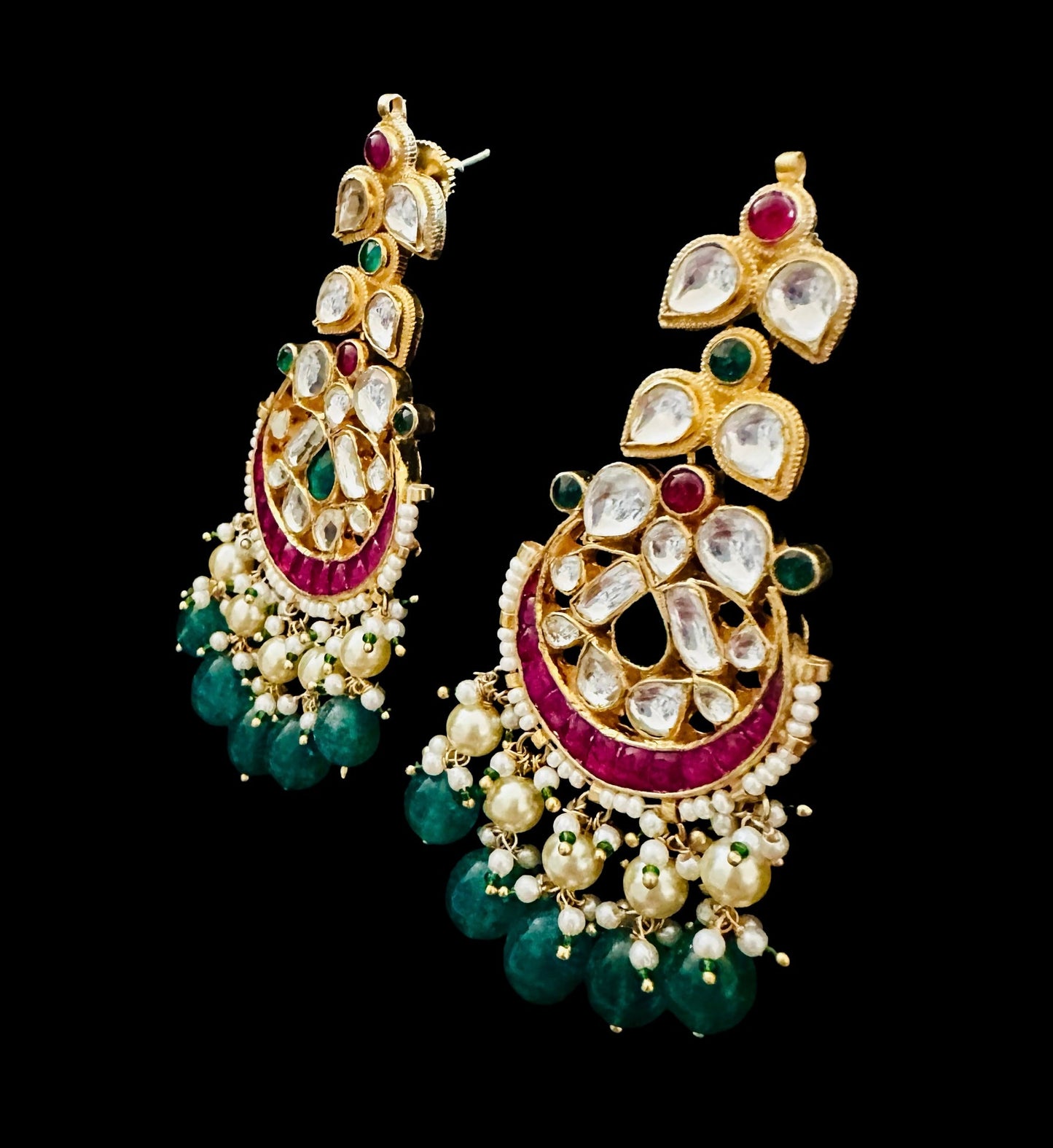 Ruby emerald kundan chaand baalis