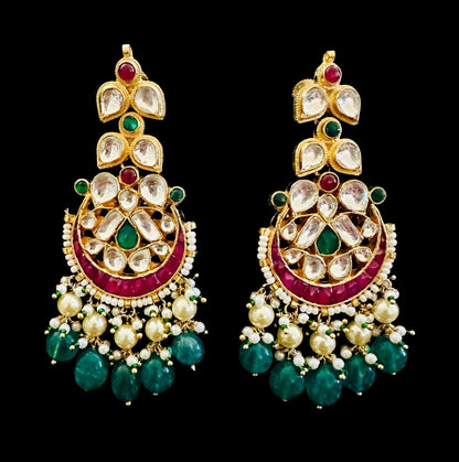 Ruby emerald kundan chaand baalis