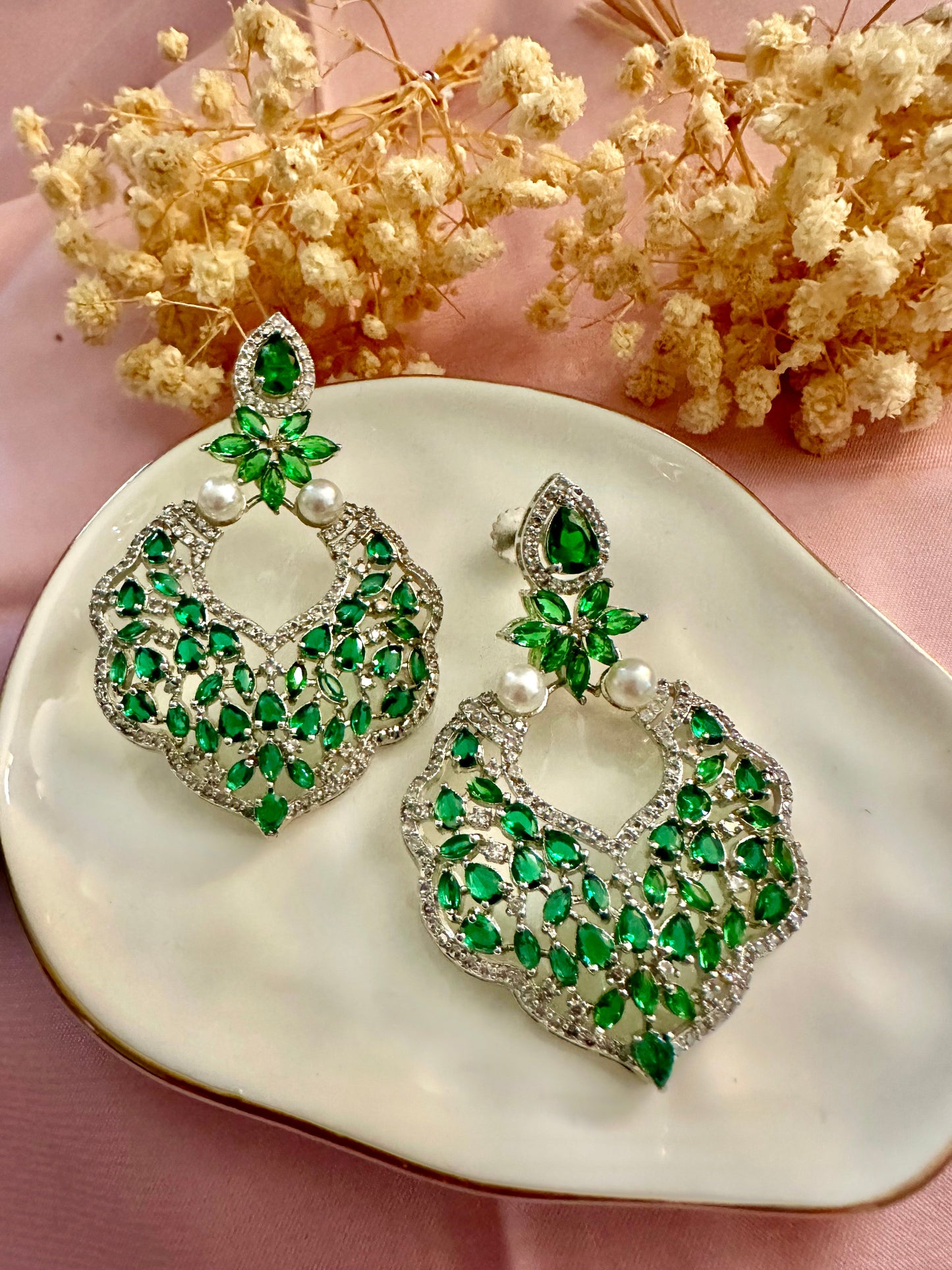 Emerald green ad earrings