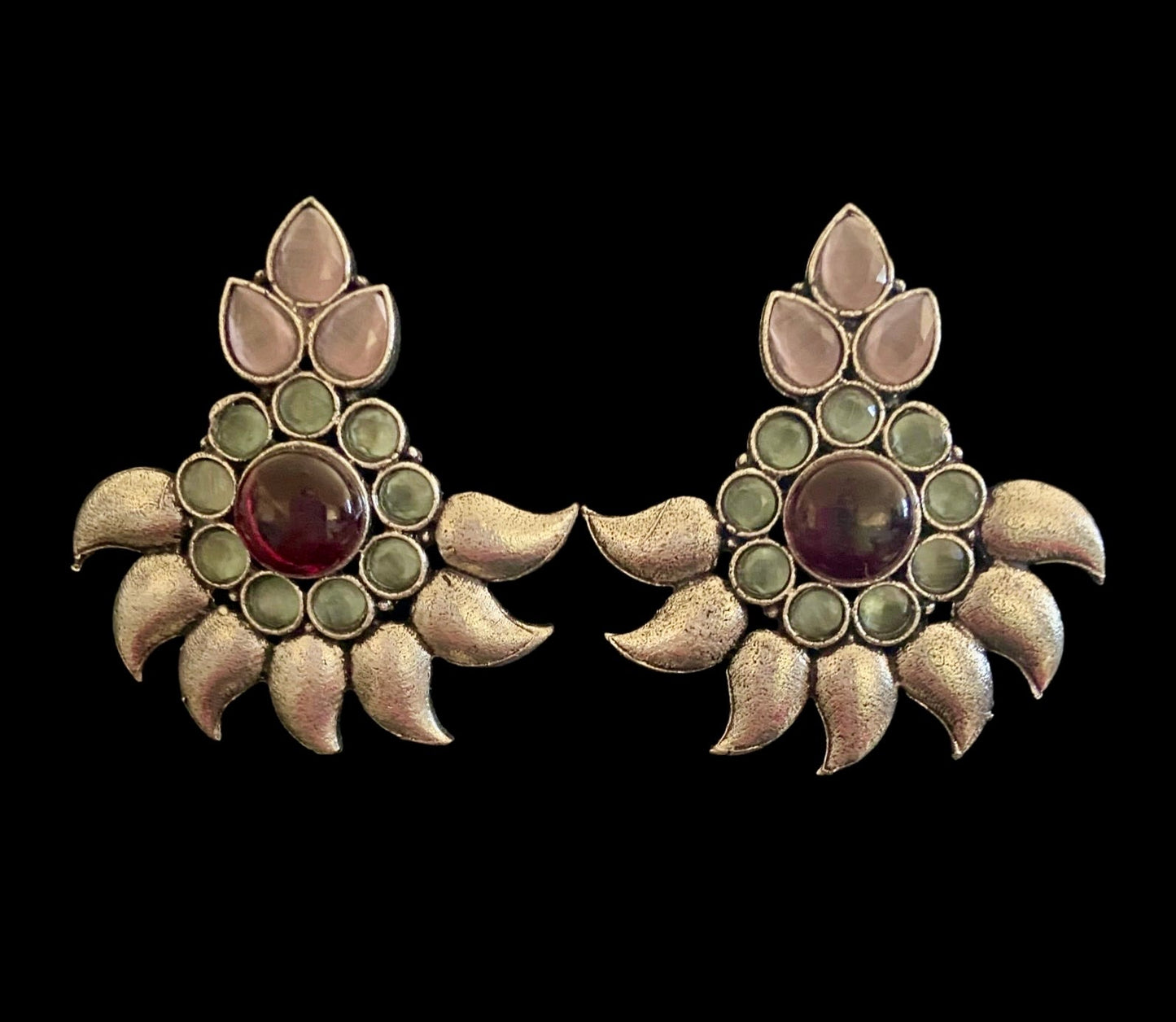 Ruby oxidized earrings