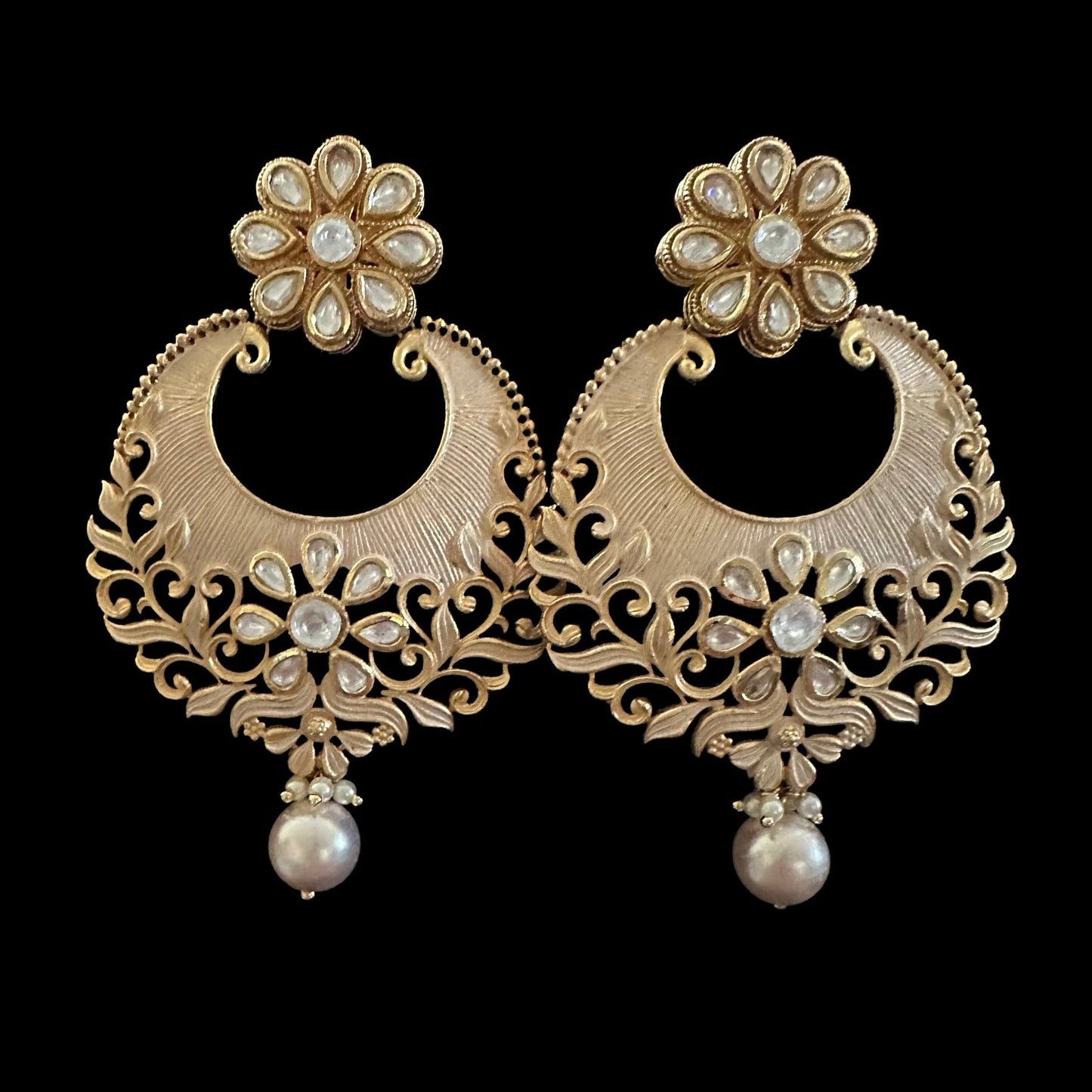 Ivory kundan earrings