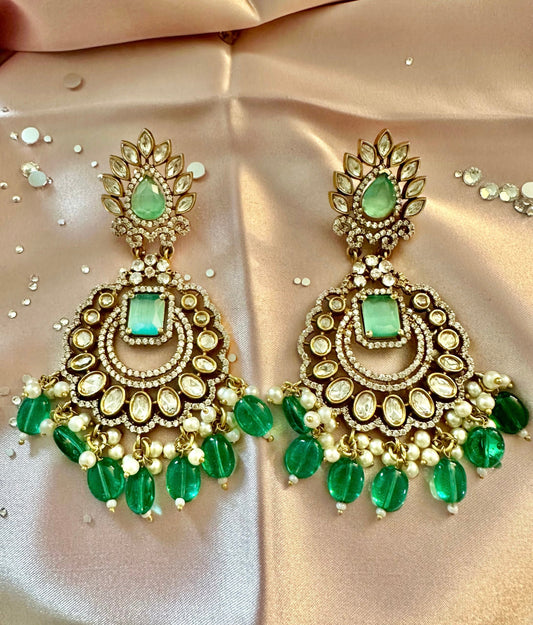 Green Polki earrings