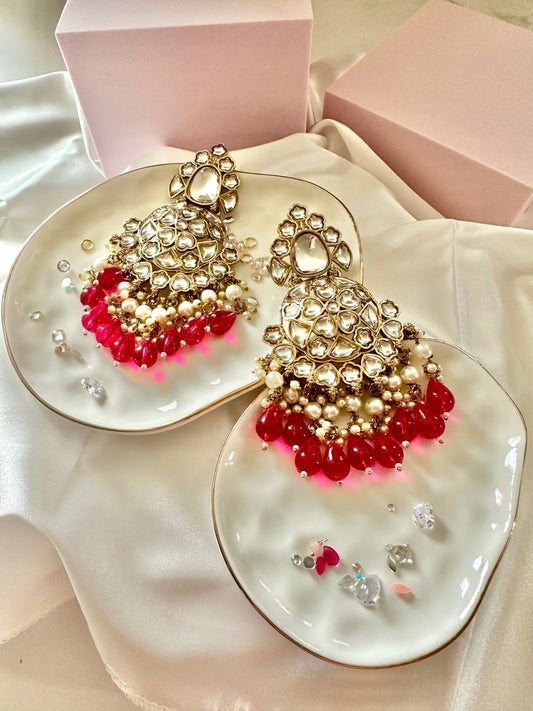 Fuchsia kundan earrings