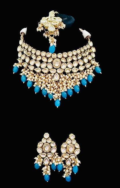 Turquoise kundan set