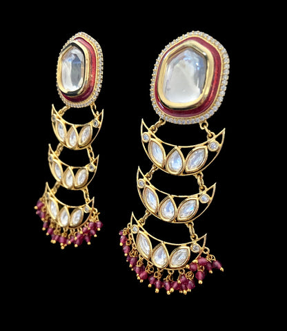 Ruby kundan earrings