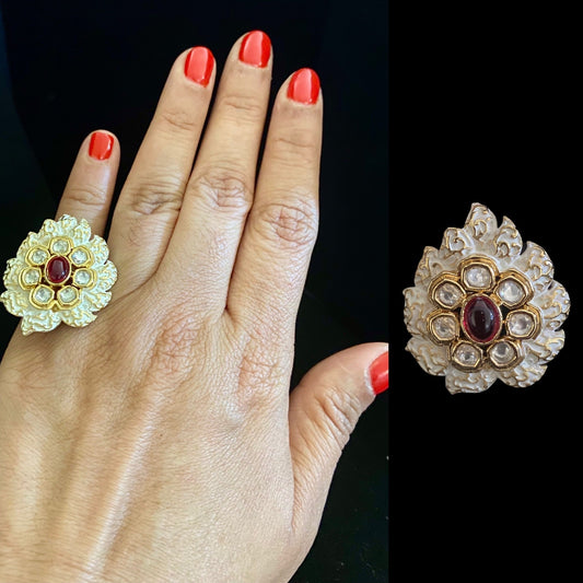 Ruby stone kundan ring