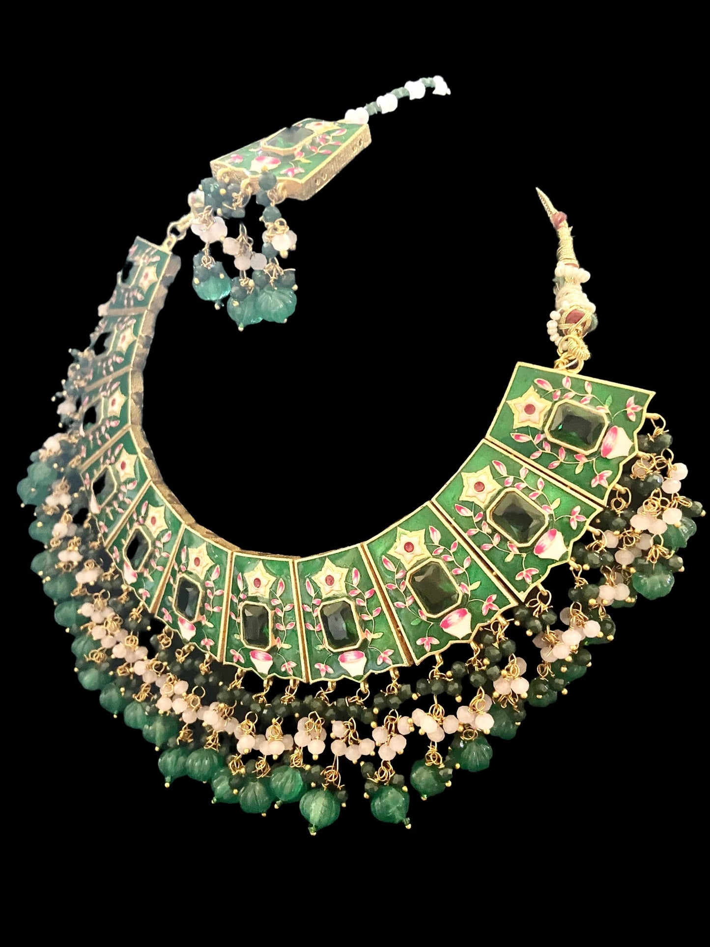 Emerald green meenakari set