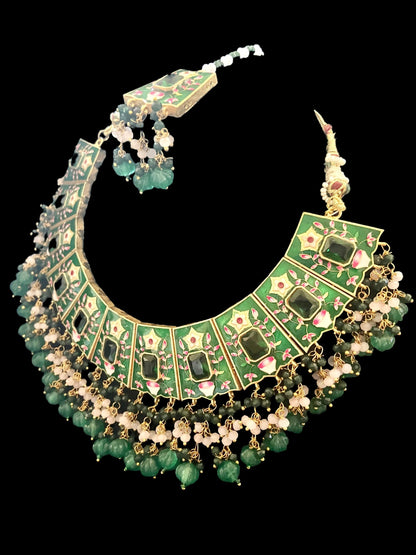 Emerald green meenakari set