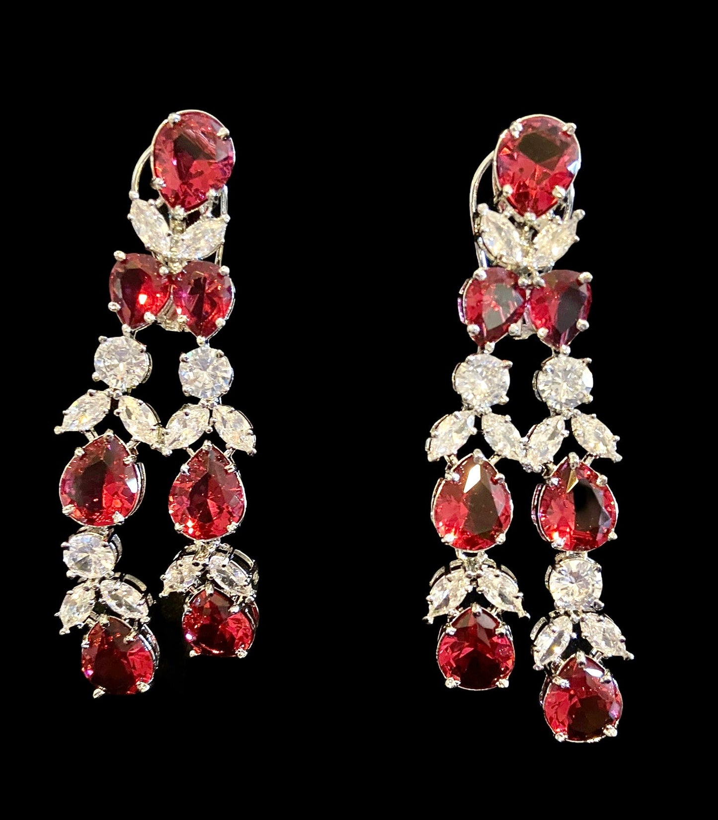 Ruby & cz stone earrings