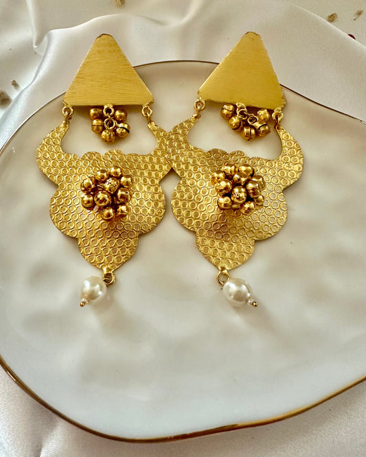 Matte gold finish earrings