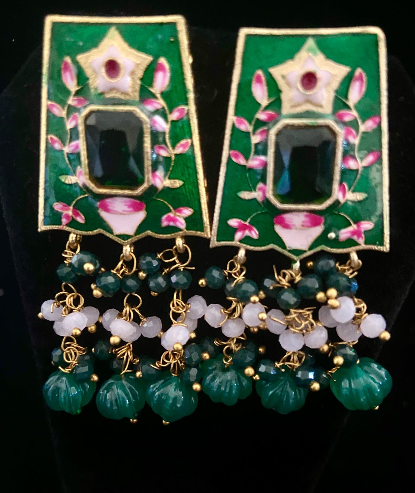 Emerald green meenakari set