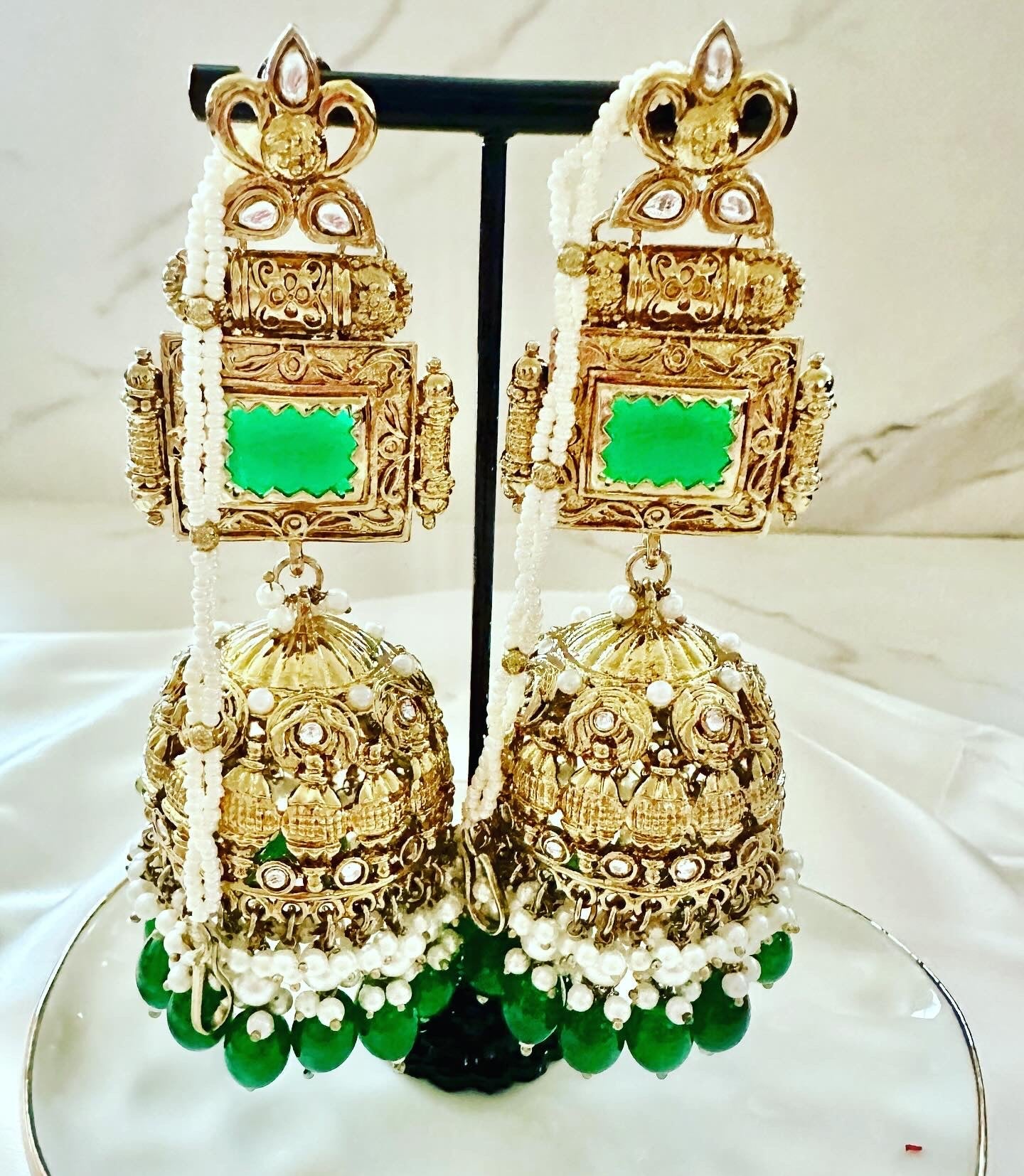 Emerald green jhumkaas