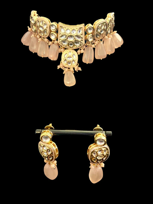 Light pink kundan choker set