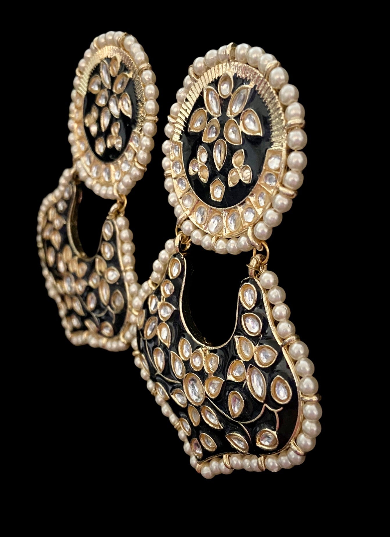 Black kundan earrings