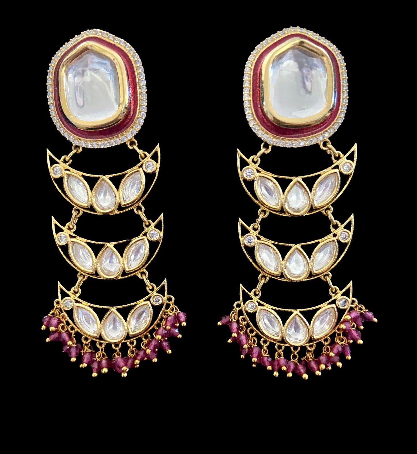 Ruby kundan earrings