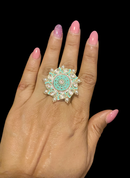 Turquoise kundan ring