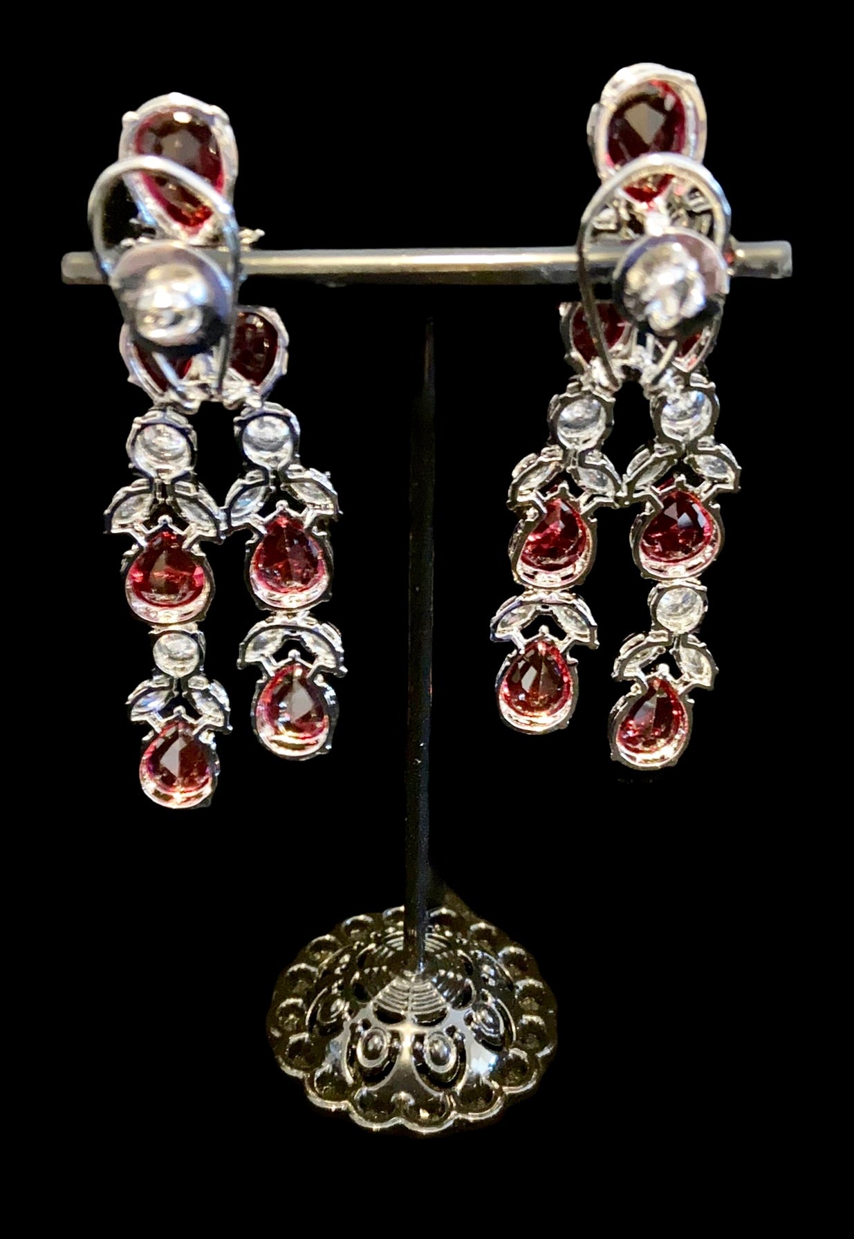 Ruby & cz stone earrings