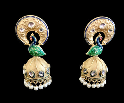 Peacock matte finish jhumkaas