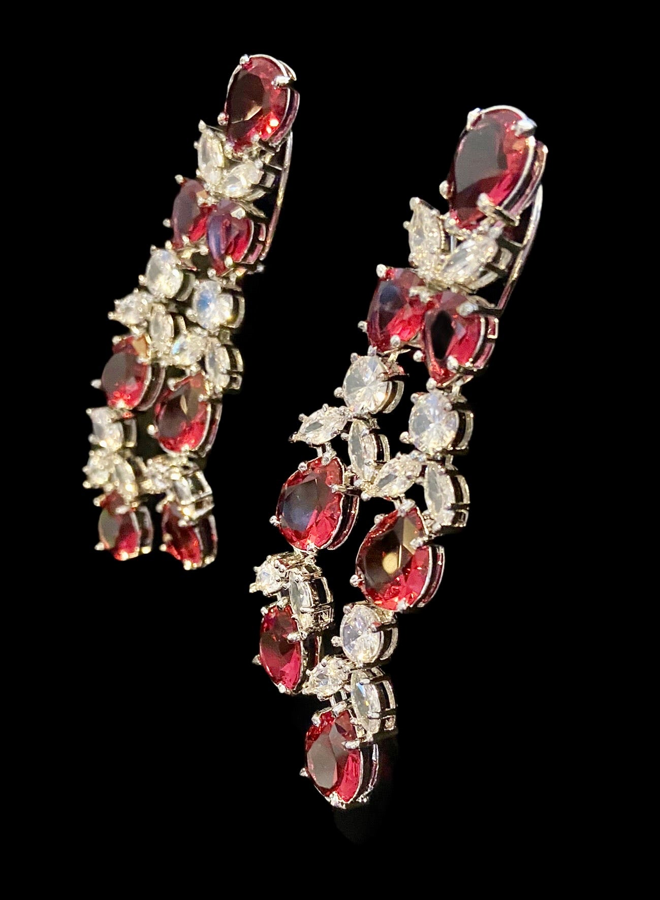 Ruby & cz stone earrings