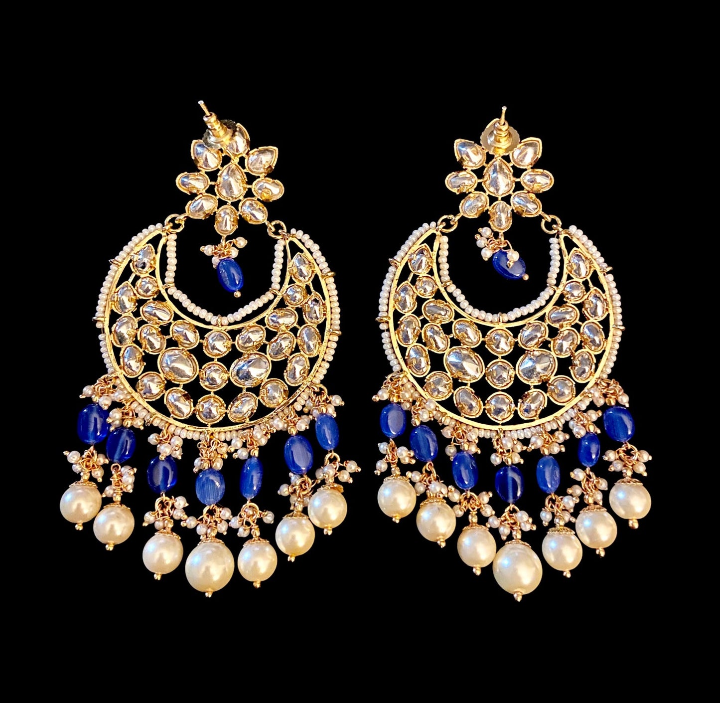 Sapphire kundan earrings