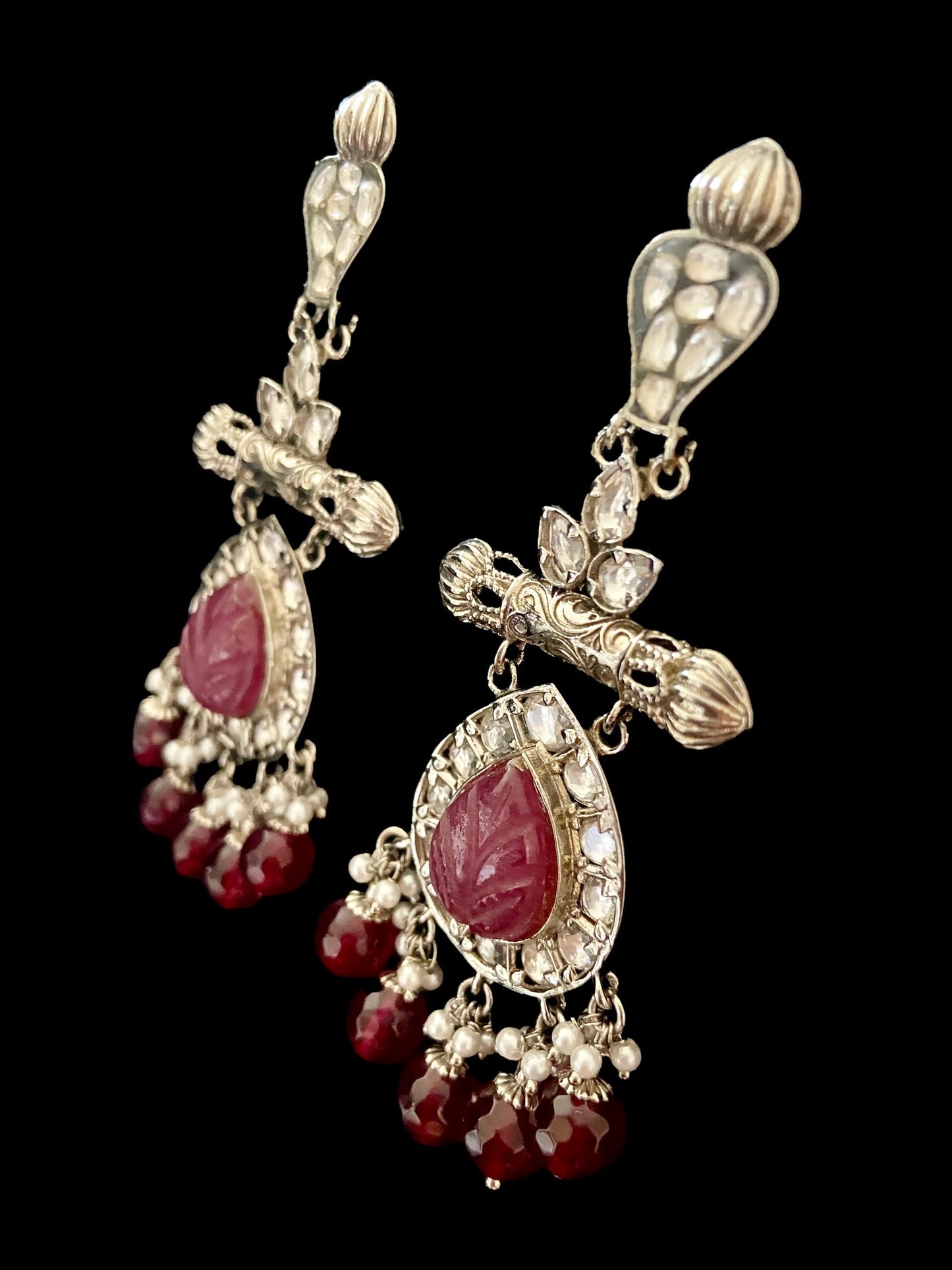 Ruby oxidized earrings