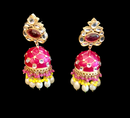 Hot pink jhumkaas