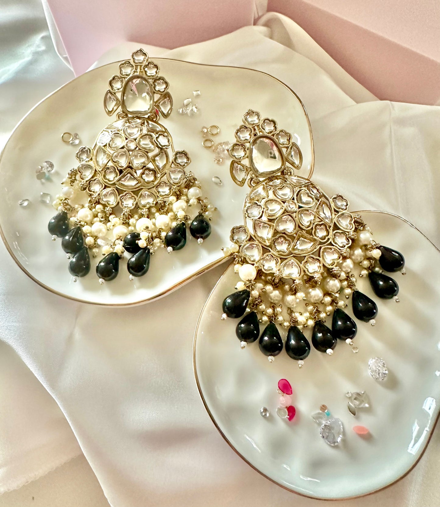 Black kundan earrings