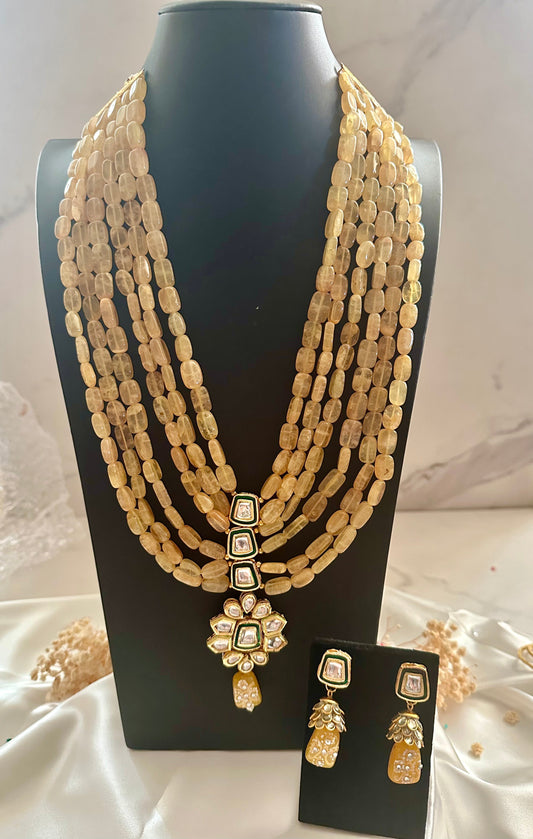 Mustard stones necklace set