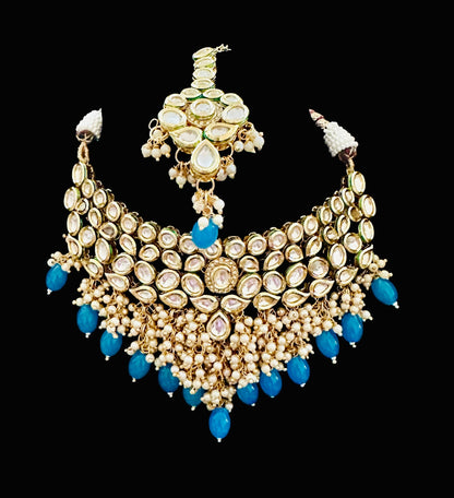 Turquoise kundan set