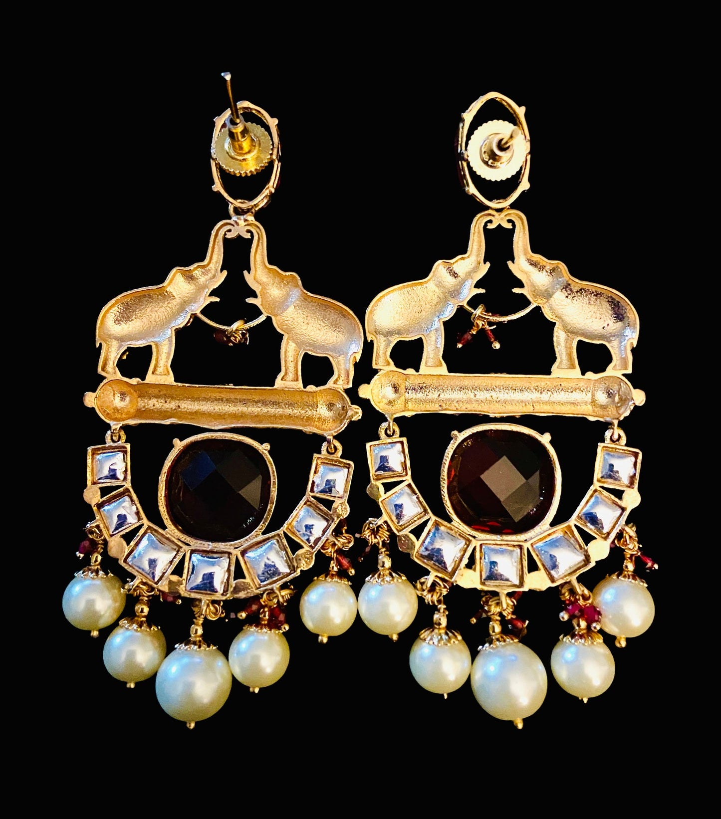 Ruby kundan earrings