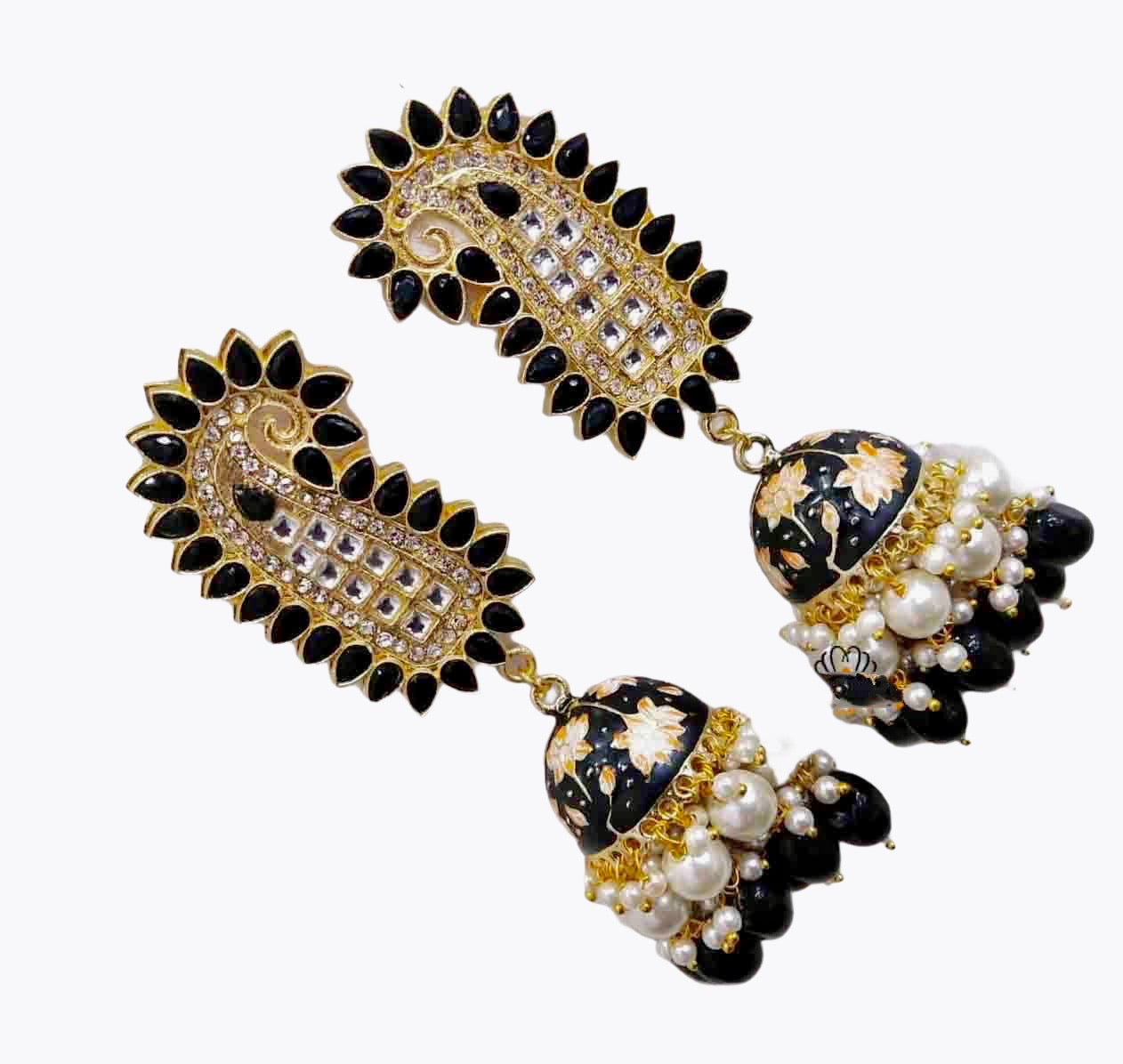 Black jhumka earrings