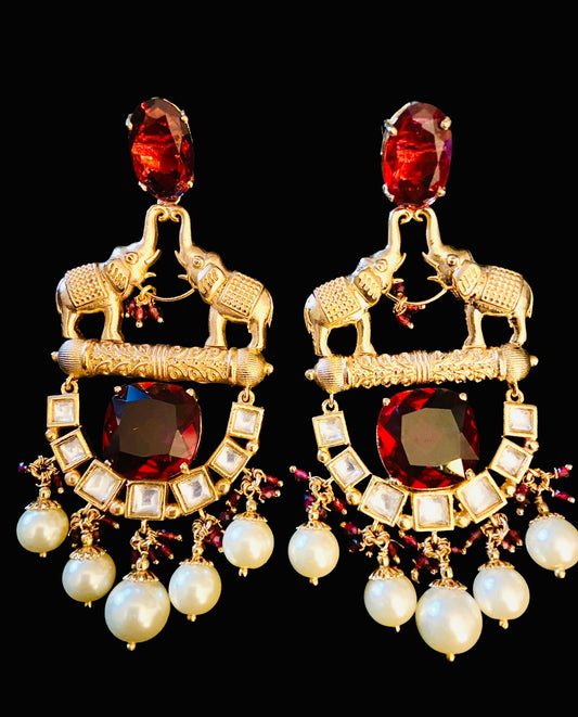 Ruby kundan earrings